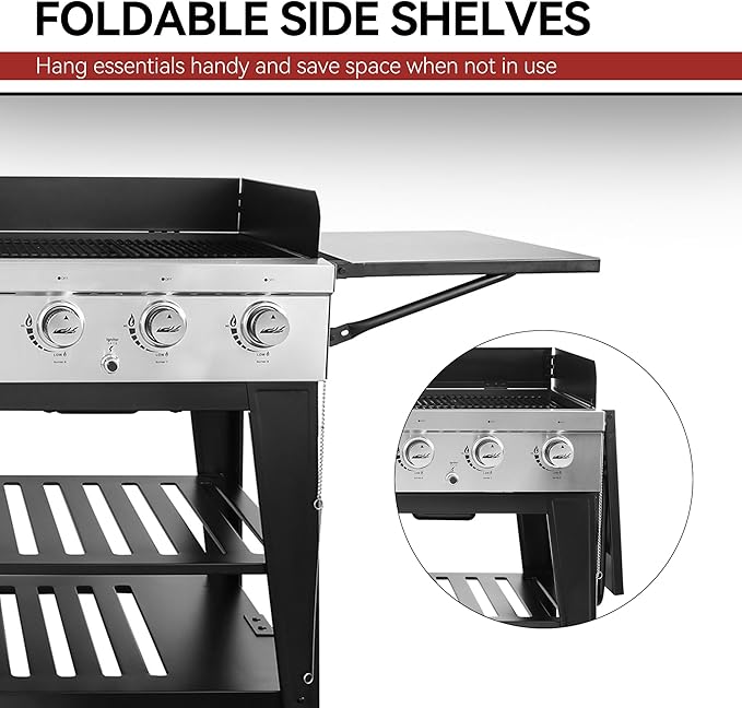 Royal Gourmet 8-Burner Gas Grill, 104,000 BTU Liquid Propane Grill, Independently Controlled Dual Systems, Outdoor Party or Backyard BBQ, Black