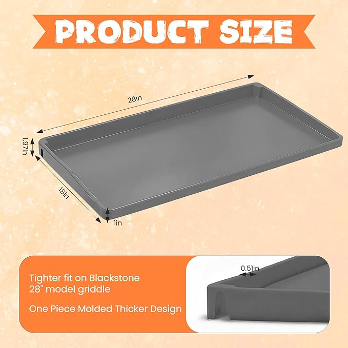 Silicone Griddle Mat for Blackstone Accessories, Waterproof Dustproof Anti-Warping UV-Resistant Full-Wrap Criddle Cover, 22" All-Encompassing Coverage Duty Griddle Mat (Full Coverage: Gray, 22 Inch)