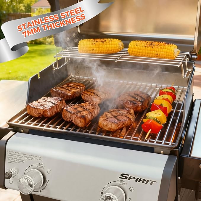 QuliMetal 7MM 304 Stainless Steel Grates for Weber Spirit E-210, Spirit 200, GS4 Spirit II 200, Spirit II E-210 Series Grills (Front-Mounted Control), Grill Parts for Weber Spirit 7637, 17.5 Inch