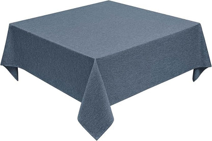 Decorelia Faux Linen Square Tablecloth for Dining Room,Waterproof Texture Decorative Farmhouse Rustic Table Cloth for Indoor Outdoor Party Holiday Banquet Picnics Patio,52x52 Inch (Square),Denim Blue