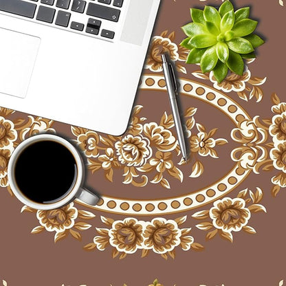 French Floral Rectangular Tablecloth Brown Flowers Tablecloths Vintage Luxury Classic Design Waterproof Rectangle Polyester Resistant Table Cover for Picnic Dinner Decor 70x140 Inch