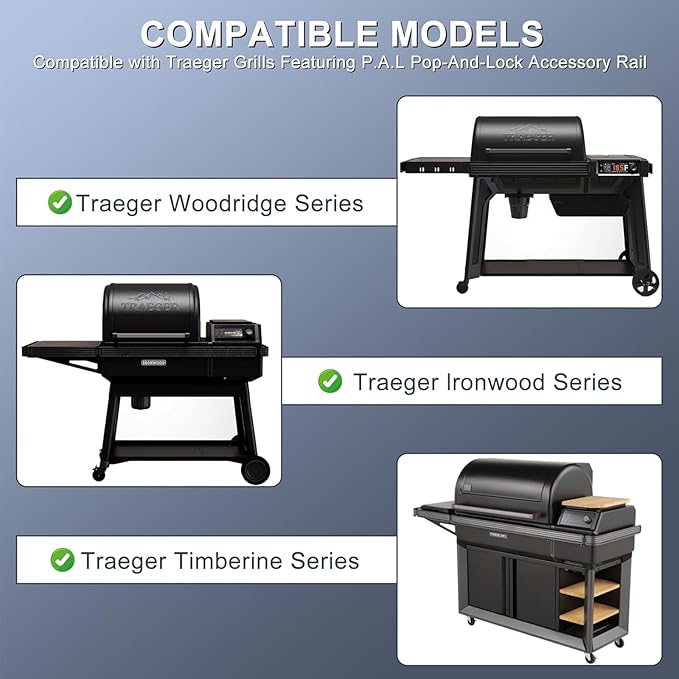 KEESHA BAC762 P.A.L Folding Front Shelf for Traeger Woodridge, Timberline, Ironwood Series, Heavy-Duty Pop-and-Lock Grill Accessories Replacement for Food Prep and Storage, 26.75 x 10