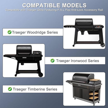 KEESHA BAC762 P.A.L Folding Front Shelf for Traeger Woodridge, Timberline, Ironwood Series, Heavy-Duty Pop-and-Lock Grill Accessories Replacement for Food Prep and Storage, 26.75 x 10