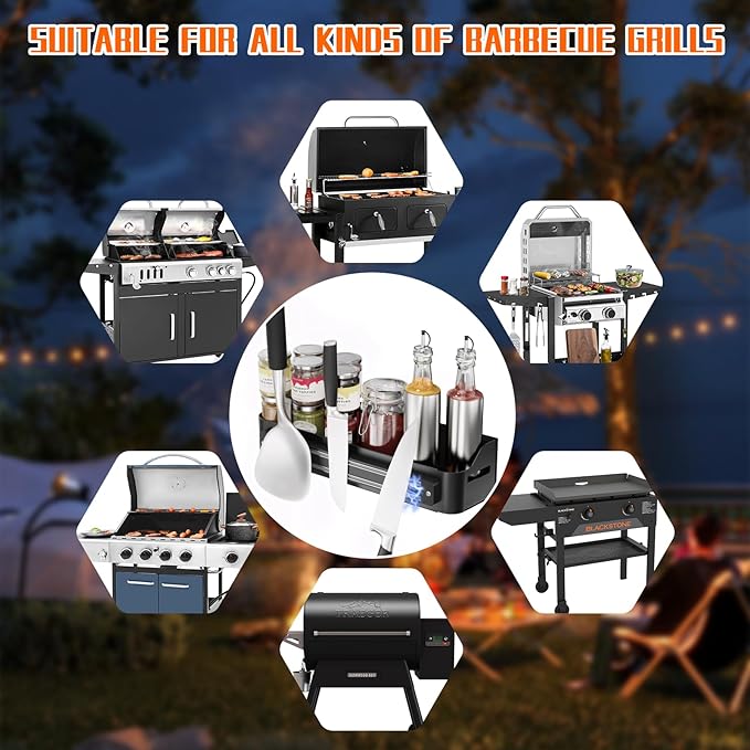 Strong Magnetic Grill Griddle Caddy for Blackstone, Heavy Duty Griddle Caddy Magnetic Holder, Space Saving Grill Organizer Accessories for Refrigerator Traeger Pit Boss Camp Chef Z Grills Smoker