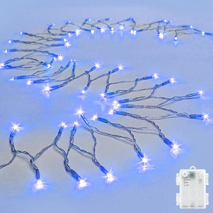 cshare String Lights Outdoor Waterproof 9.8ft 30 LED, Blue Fairy Lights Battery Operated with Timer Clear Wire for Indoor & Outdoor Christmas Halloween Decorations Garland Party Garden