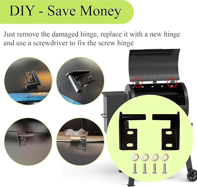 Grills Lid Hinge Kit for Traeger & Blackstone, 74050 & 74051 LH RH Hinges | For blackstone griddle lid hinge kit, Fits Traeger Pellet Grills, Strong and durable, Simple installation, Upgrade quality