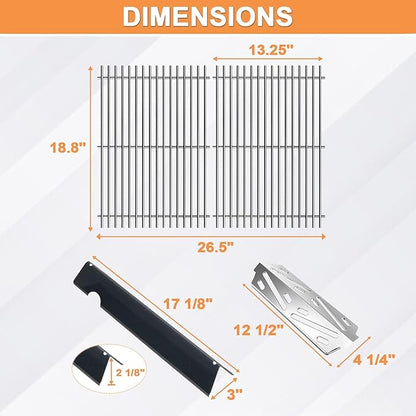 Grill Replacement for Weber Genesis 2 GS4 Parts 3-Burner Weber GS4 Genesis II/II LX 300 &Genesis 300(2022 Y),for Weber Flavorizer Bars 66032 67095, Grill Grate 66095 66802 & Heat Deflector 66040 66685