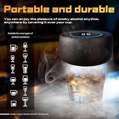 Electric Whiskey Smoker Kit with Led Lights, No Butane Needed, Cocktail Old Fashioned Bourbon Drink Smoker Kit, 6 Flavors Natural Wood Chips, Bourbon Whiskey Gifts for Men, Dad, Husband