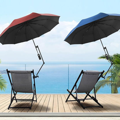 UPF 50+ Beach Umbrella with Adjustable Universal Clamp