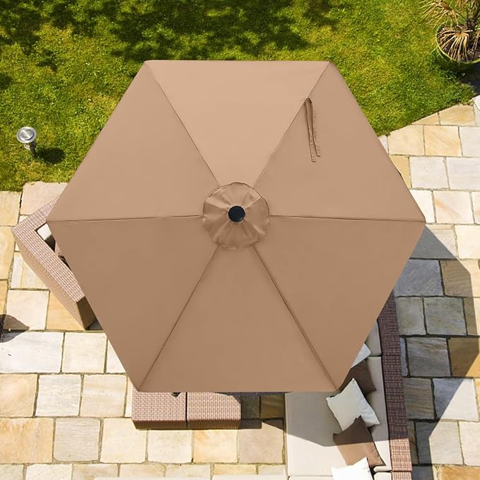 ABCCANOPY 7.5ft Outdoor Umbrella Replacement Top Suit 6 Ribs (Tan) | 1 Year No Fading,Blocks 95% Harmful Rays,Double-Stitch Seams, Easy Install & Storage,Canopy Only,Ideal for Patio, Garden