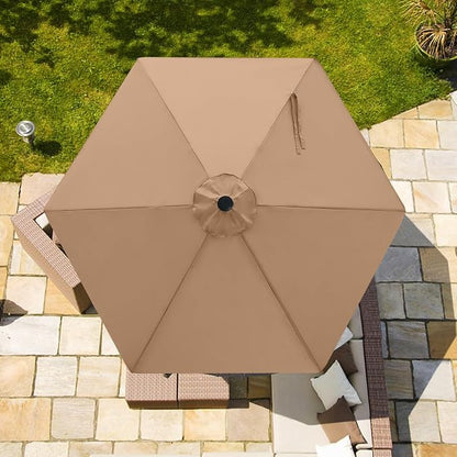 ABCCANOPY 7.5ft Outdoor Umbrella Replacement Top Suit 6 Ribs (Tan) | 1 Year No Fading,Blocks 95% Harmful Rays,Double-Stitch Seams, Easy Install & Storage,Canopy Only,Ideal for Patio, Garden