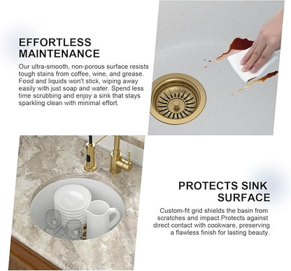 Mocoloo 18 Inch Round Bar Sink Undermount - White Granite Composite Quartz Prep Sinks Small Kitchen Sink for Island or RV
