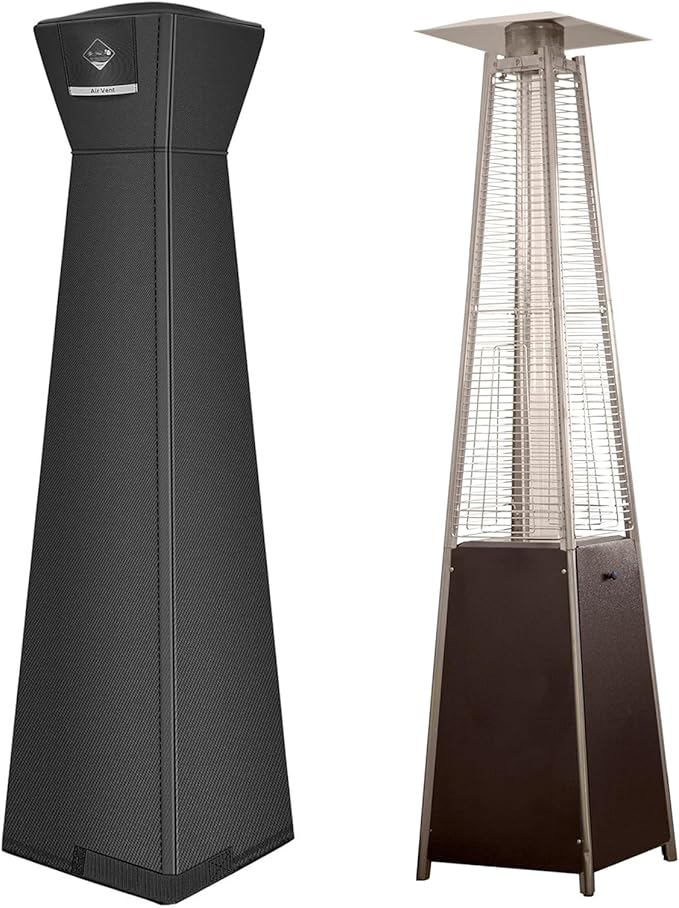 QH.HOME Pyramid Patio Heater Covers, [2026 Upgraded Tear-Resistant Fabric] Waterproof with Robust Zipper,Dustproof/Wind/Sunlight/Snow-Resistant,(90"H x 23"L x 23"W ,Black)