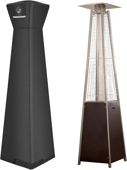 QH.HOME Pyramid Patio Heater Covers, [2026 Upgraded Tear-Resistant Fabric] Waterproof with Robust Zipper,Dustproof/Wind/Sunlight/Snow-Resistant,(90"H x 23"L x 23"W ,Black)