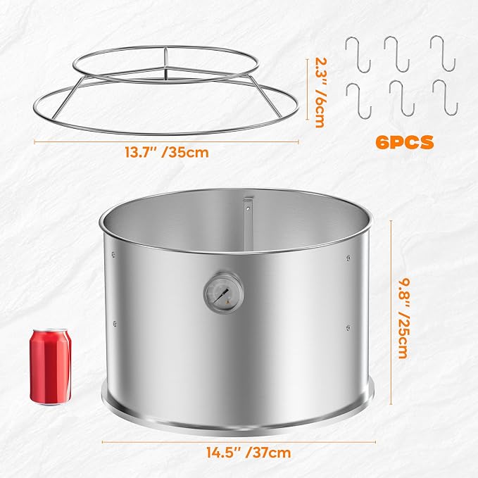 onlyfire Stainless Steel Cooking Smoking Attachment, Rib Hanging System | Fits for 14" Kettle Grills, Turns Your Kettle into Smoker