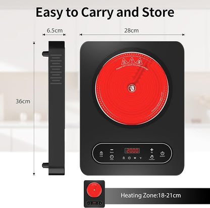 VBGK Single Burner Electric Cooktop,110V 1800W Electric Stove Top with LED Touch Control,10 Power Levels, 4 hTimer, Safety Lock,Portable cooktop,Overheat protection