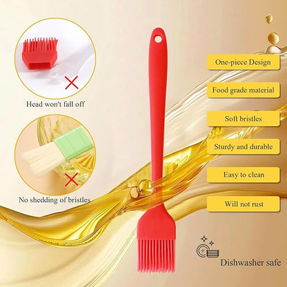 Silicone Basting Pastry Brush, Limso 3 PCS Heat Resistant Food Brush, Food Brush Suitable for BBQ Grill and Baking, Dishwasher Safe (3 Colors)