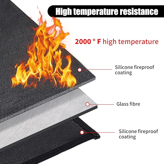 MDEOOSKY 48" x 30" Fireproof Mat Under Grill Mat Deck Protector Fire Pit Mat Oil-Proof Waterproof BBQ Protector for Deck and Patio Easy to Clean Storage Waterproof Foldable