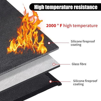 MDEOOSKY 48" x 30" Fireproof Mat Under Grill Mat Deck Protector Fire Pit Mat Oil-Proof Waterproof BBQ Protector for Deck and Patio Easy to Clean Storage Waterproof Foldable