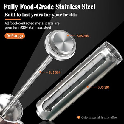 DePango Meat Injector, Stainless Steel Marinade Injector Flavor Syringe Kit with 2-oz Measurement Window for Smoker Food BBQ Grill, Cooking Turkey Chicken Steak Beef Brisket Pork-Chops, 3 Meat Needles