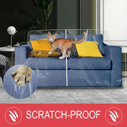 LAMINET Deluxe Heavy-Duty Crystal-Clear Furniture Protectors Protects Dust, Dirt, Spills, Pet Hair and Dander, Paws and Claws Sofa-36”RH x 18" FH x 84”W x 40" D, Loveseat Sofa | Designed for heavy-duty protection against dust, dirt, spills, pet hair, a...