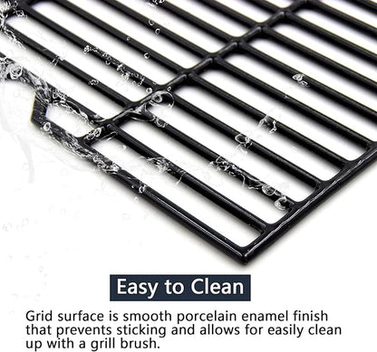 Hongso 16 7/8" Polished Porcelain Coated Cast Iron Grill Grates 463436215 Replacement for Charbroil 463420508 463440109 463439915 463434313 461471717 463436214 Thermos 461442114 Grill Models, 3-Pack