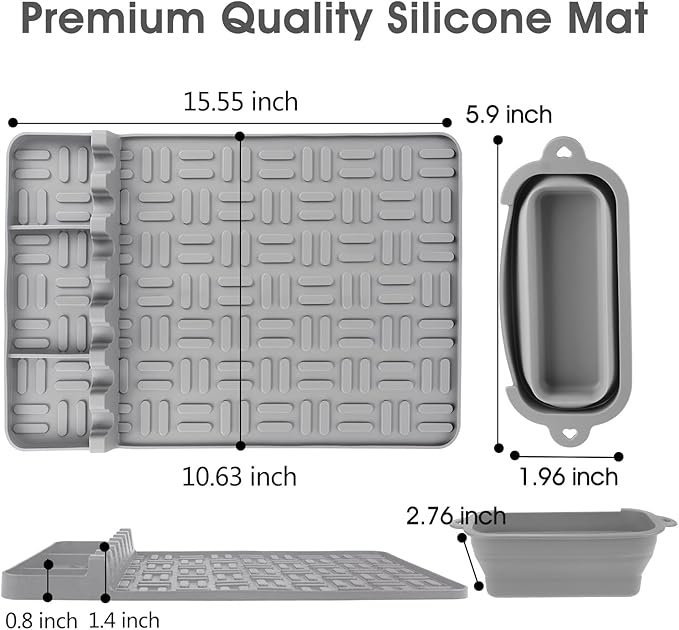 Vanys Silicone Griddle Tools Mat And Silicone Grease Cup Liners for Blackstone, Reusable Grease Catcher Cup And Silicone Spatula Mat Of Griddle Accessories For Blackstone. (4 PCS, Grey)