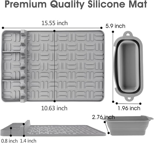 Vanys Silicone Griddle Tools Mat And Silicone Grease Cup Liners for Blackstone, Reusable Grease Catcher Cup And Silicone Spatula Mat Of Griddle Accessories For Blackstone. (4 PCS, Grey)