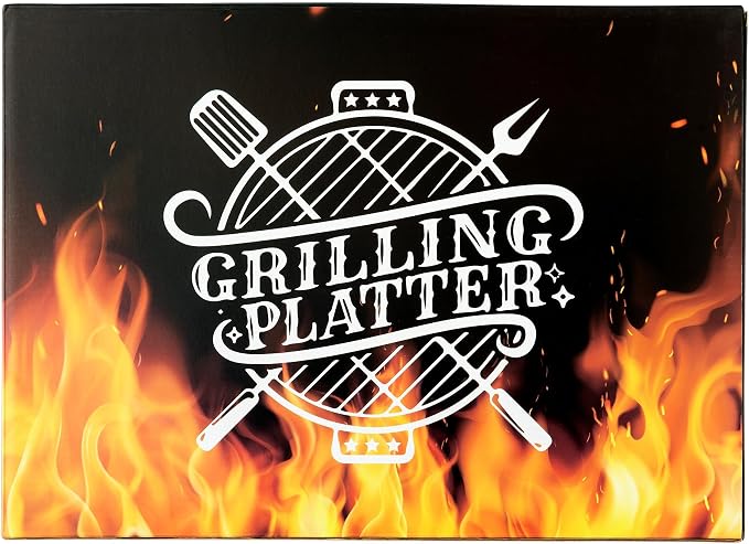 R HORSE Melamine Grill Platter Gift for Dad, BBQ White Oval Serving Tray | Christmas Birthday Gift for Dad, Men, Father, Ideal for Appetizer, Dessert, Salad, Outdoor Indoor Cooking Party