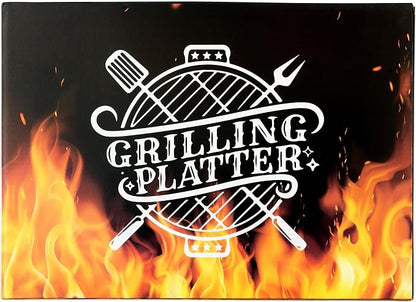 R HORSE Melamine Grill Platter Gift for Dad, BBQ White Oval Serving Tray | Christmas Birthday Gift for Dad, Men, Father, Ideal for Appetizer, Dessert, Salad, Outdoor Indoor Cooking Party