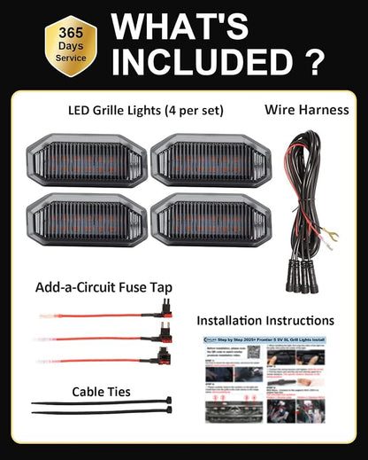 LED Front Grill Lights for Nissan Frontier 2025 2026 S SV SL, Yellow | Frontier Raptor Grille Lights, Frontier LED Lights Upgrade, Snap-in Installation, OEM Style, Off-road Driving