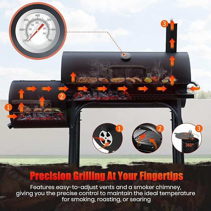 Offset Smoker Kit with Steel Charcoal Bucket & 120 Rolls