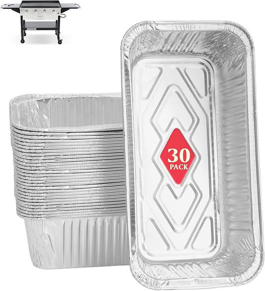 30-Pack Grease Tray Liners for Members Mark Griddle G70302-1, 980368270, G70301-1, 990001978, Aluminum Grill Drip Pan Liner for Members Mark 4 Burner & Pro-Series 5 Burner Outdoor Flat Top Gas Griddle