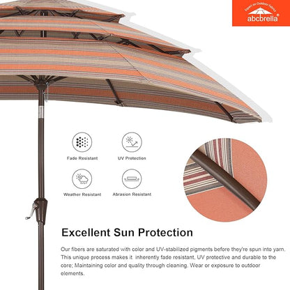 ABCCANOPY 5-Year 10-Year No Fading 9FT 3 Tiers Patio Umbrella, Outdoor Table Umbrella with 8 Sturdy Ribs for Deck, Backyard, Garden, Yard