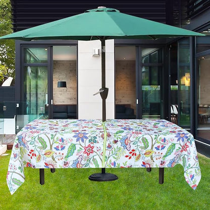 EHouseHome Outdoor Indoor 60x84 inch Rectangle Tablecloth with Umbrella Hole, Waterproof Zippered Patio Table Cloth, Perfect for BBQs, Parties, Summer Gatherings