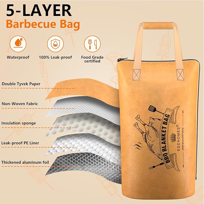 BBQ Blanket for Resting Meat, Reusable Smoker Grilling Meat Insulated Brisket Resting Blanket Bag, Smoker Meat Resting Blanket Bag for Men, Dad, BBQ Lovers, Christmas Gifts&Stocking Stuffers