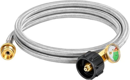 SHINESTAR 6ft Propane Hose Adapter 1lb to 20lb with Gauge- Propane Tank Adapters 1 lb to 20 lb Converter,5-40lb Propane Hose Adapter for Blackstone Griddle/Weber Q Grill/Coleman Stove/Buddy Heater