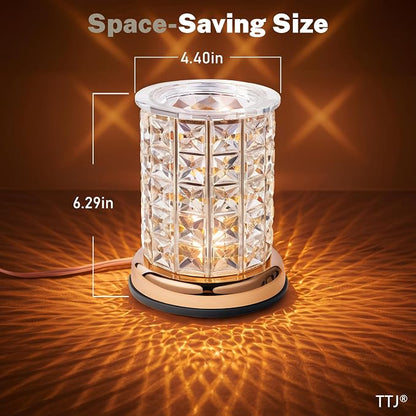 TTJ Crystal Wax Melt Warmer Lamp, Electric Candle Warmer with Rose Gold Base, Decorative Fragrance Oil Burner for Home Bedroom Living Room Office, Flameless Aromatherapy Wax Warmer Night Light Silver