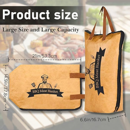 BBQ Blanket for Resting Meat, 21in Reusable Smoker Grilling Meat Insulated Resting Bag with Handle for Large Brisket/Pork Shoulders/Turkeys,Gifts for Men