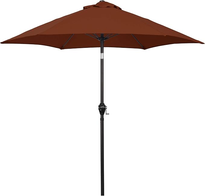 Sunline 7.5 ft Patio Umbrella with Crank & Push Button Tilt, Outdoor Market Umbrella with UV Protection & Wind Vent and Fiberglass Ribs, Metal Frame for Deck, Pool & Table, Brick