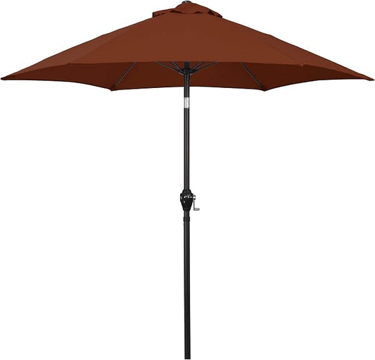 Sunline 7.5 ft Patio Umbrella with Crank & Push Button Tilt, Outdoor Market Umbrella with UV Protection & Wind Vent and Fiberglass Ribs, Metal Frame for Deck, Pool & Table, Brick