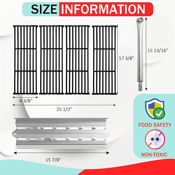 Grill Parts for Broil King 9221-64 9215-54 9221-54 9221-67 9235-24, Baron 320 340 420 440 Regal 490 Parts, for Broil King Baron Replacement Grill Grates & Stainless Steel Heat Plates/ Burner Tubes