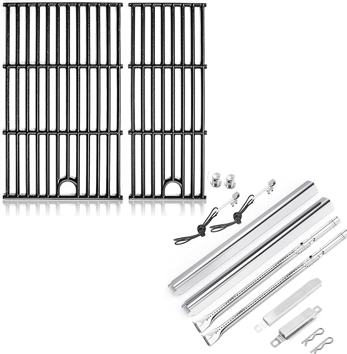 Grill Grates Kit for Char-Broil Performance 2 Burner 463630021 463655621 463655021 463655421 Replacement Parts for Charbroil 2 Burner Grill Cast Iron Cooking Grids Heat Plates Burner Tubes Igniter
