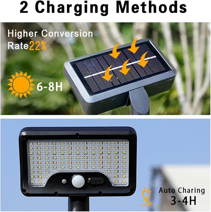 2PiecesClip On Solar Motion Sensor Lights Outdoor,Rechargeable,3 Modes ABS+PS Texture Suitable for Camping Garden Decorating,Solar Motion Sensors Outdoor Light for BBQ Grills,Garden