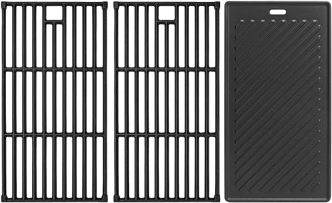 SafBbcue Replacement Parts for Monument Grill 35633 41847NG 24367 24633 17842 4-Burner Gas Grill, Cast Iron Cooking Grids & Reversible Griddle for Monument Grills 97888 96333 Accessories