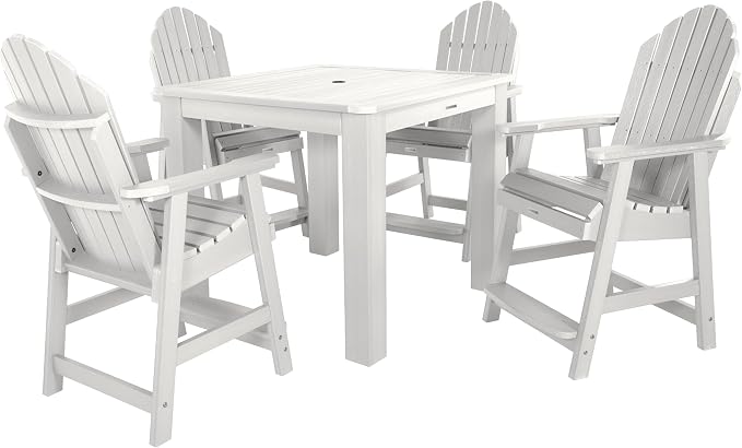 highwood AD-CNA44-WHE Hamilton 5 Piece Square Counter Height Dining Set, White