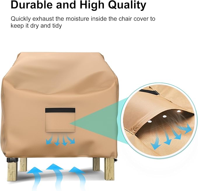 2 Pack Outdoor Patio Chair Covers Waterproof 30"Wx27"Dx36"H, Brown | Patio Furniture Covers Protect from Rain, Dust & UV; Heavy-Duty Oxford Fits Lounge, Deep Seat & High Back Chairs on Lawns