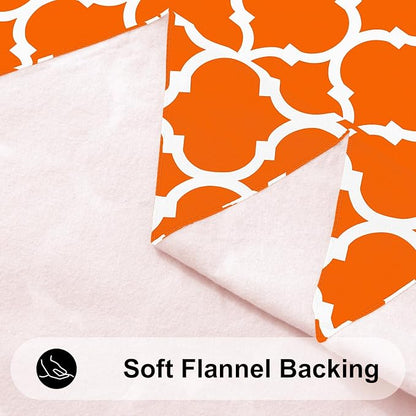 Smiry Rectangle Table Cloth, Waterproof Vinyl Tablecloth with Flannel Backing for Rectangle Tables, Wipeable Spillproof Plastic Tablecloths for Dining, Indoor and Outdoor (52"x70", Bright Orange)