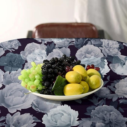 Vintage Florals Tablecloth, Gothic Black Garden Peonies Flowers Rustic Roses Boho Botanical Plant Water Resistant Wipeable Table Cover for Picnic Party Holiday Kitchen Dinner Table 55"x55"
