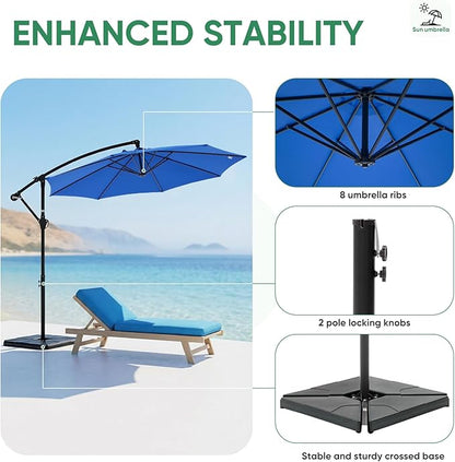 NEWBULIG 10FT Patio Umbrella, Offset Cantilever Outdoor Patio Table Umbrella, UV Protection, Fade Resistant Fabric, Easy Tilt Adjustment for Deck, Pool, Backyard, Garden